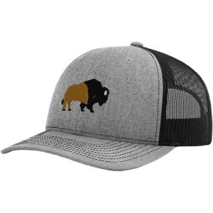 imageWildlife Buffalo Embroidery Design Richardson Structured Front Mesh Back Cap Heather GrayBlack