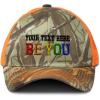 imageCustom Camo Mesh Trucker Hat Gay LGBTQ Be You Embroidery Cotton Strap ClosureOrange Camo Personalized Text Here
