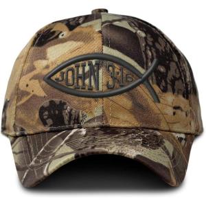 imageCamo Baseball Cap Bible Verse John 316 C Embroidery Cotton Strap ClosureForest Tree Khaki