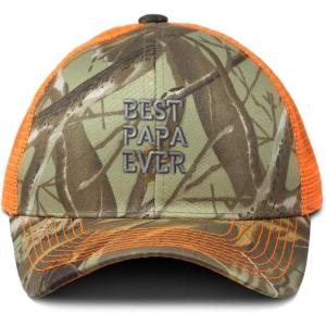 imageCustom Camo Mesh Trucker Hat Best PAPA Ever Embroidery Neon Hunting Baseball CapOrange Camo Design Only