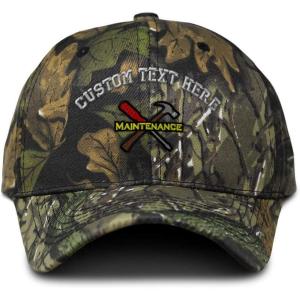 imageCustom Camo Baseball Cap Maintenance Tools Logo Embroidery Cotton Strap ClosureForest Tree Green Personalized Text Here