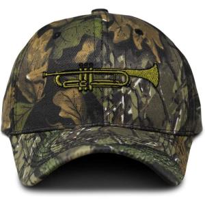 imageCustom Camo Baseball Cap Trumpet Music B Embroidery Cotton Strap ClosureForest Tree Green Design Only