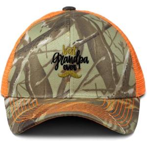 imageCustom Camo Mesh Trucker Hat Best Grandpa Ever Mustache A Embroidery One SizeOrange Camo Design Only