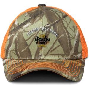 imageCustom Camo Mesh Trucker Hat Best Grandpa Ever Mustache A Embroidery One SizeOrange Camo Personalized Text Here