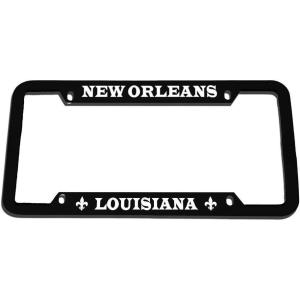imageNew Orleans Louisiana Zinc Metal License Plate Frame Car Auto Tag Holder  Black 4 Holes