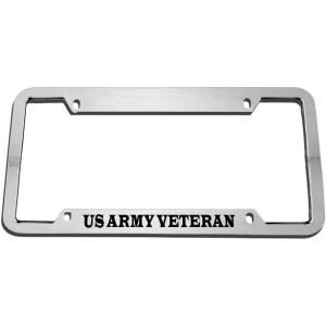 imageSpeedy Pros Us Army Veteran Zinc Metal License Plate Frame Car Auto Tag Holder  Chrome 4 Holes