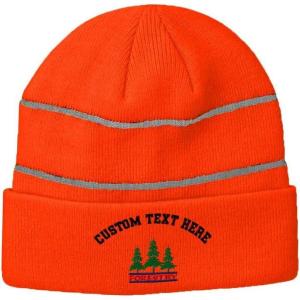 imageCustom Reflective Beanie Forestry Embroidery Acrylic High Visibility Running Gear Skull Cap for Men ampamp Women Neon Orange Personalized Text Here