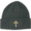 imageCustom Patch Beanie Gold Outline Orthodox Cross Embroidery AcrylicDark Grey