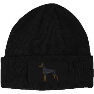 imageCustom Patch Beanie Doberman Dog B Embroidery Skull Cap Hats for Men ampamp WomenBlack