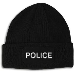 imagePatch Beanie for Men ampamp Women Police Block Style Job Winter Hats Skull Cap HatsBlack