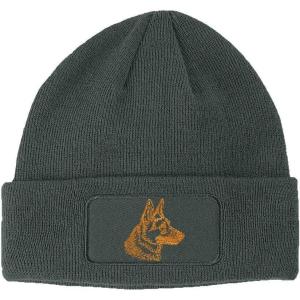 imagePatch Beanie German Shepherd Head Gold Embroidery Dogs Winter Hats 1 SizeDark Grey
