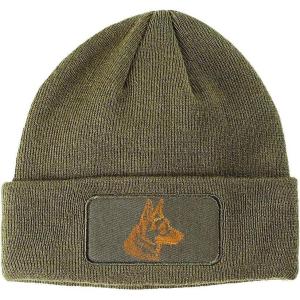 imagePatch Beanie German Shepherd Head Gold Embroidery Dogs Winter Hats 1 SizeOlive Green