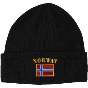 imageSpeedy Pros Patch Beanie for Men ampamp Women Norway Flag Embroidery Skull Cap Hats 1 SizeBlack