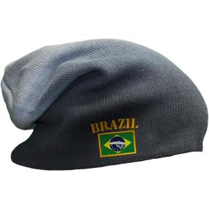 imageSpeedy Pros Slouchy Beanie for Men Brazil Flag Embroidery Winter Hats Cotton Women Skull CapNavy
