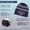 imageStriped Beanie for Men ampamp Women Custom Personalized Text Fleece Skull Cap HatsNavy