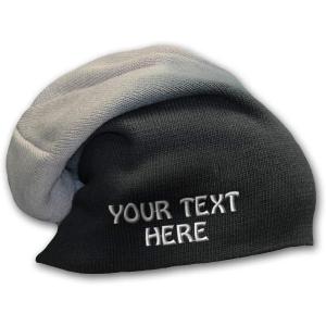 imageSlouchy Beanie for Men ampamp Women Custom Personalized Text Cotton Skull Cap HatsBlack Grey