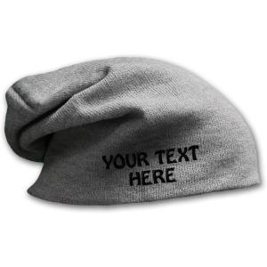 imageSlouchy Beanie for Men ampamp Women Custom Personalized Text Cotton Skull Cap HatsLight Grey