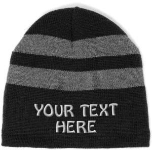 imageStriped Beanie for Men ampamp Women Custom Personalized Text Fleece Skull Cap HatsBlack