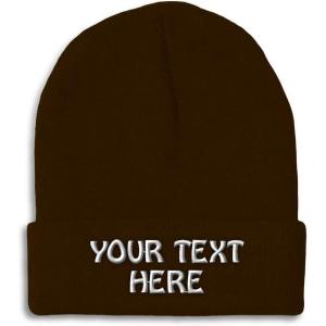 imageWinter Hat Beanie for Men ampamp Women Custom Personalized Text Acrylic Skull Cap HatBrown
