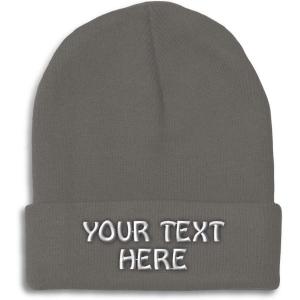 imageWinter Hat Beanie for Men ampamp Women Custom Personalized Text Acrylic Skull Cap HatDark Grey
