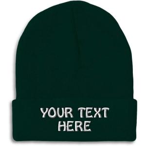 imageWinter Hat Beanie for Men ampamp Women Custom Personalized Text Acrylic Skull Cap HatForest Green