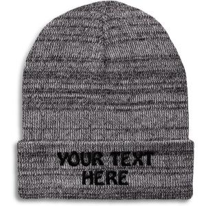 imageWinter Hat Beanie for Men ampamp Women Custom Personalized Text Acrylic Skull Cap HatHeather Grey