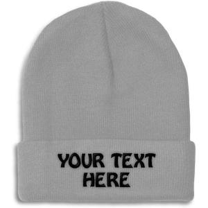 imageWinter Hat Beanie for Men ampamp Women Custom Personalized Text Acrylic Skull Cap HatLight Grey