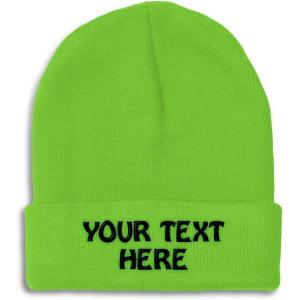 imageWinter Hat Beanie for Men ampamp Women Custom Personalized Text Acrylic Skull Cap HatLime Green