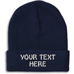 imageWinter Hat Beanie for Men ampamp Women Custom Personalized Text Acrylic Skull Cap HatNavy