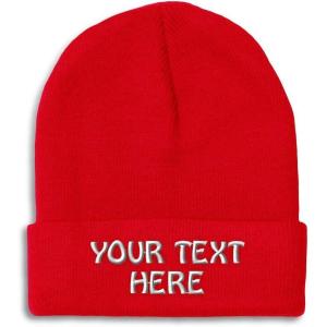imageWinter Hat Beanie for Men ampamp Women Custom Personalized Text Acrylic Skull Cap HatRed