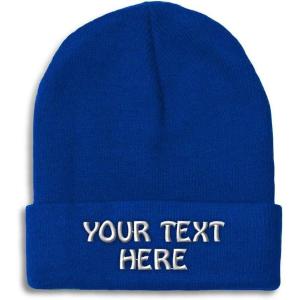 imageWinter Hat Beanie for Men ampamp Women Custom Personalized Text Acrylic Skull Cap HatRoyal Blue