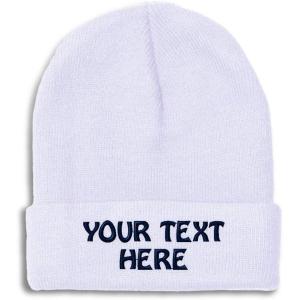 imageWinter Hat Beanie for Men ampamp Women Custom Personalized Text Acrylic Skull Cap HatWhite