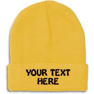 imageWinter Hat Beanie for Men ampamp Women Custom Personalized Text Acrylic Skull Cap HatYellow