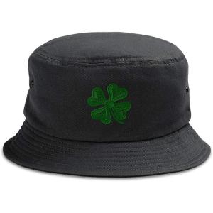 imageCustom Bucket Outdoor Apparel Hat 4 Leaf Clover Irish Ireland St Patricks Hats for Men ampamp Women CottonBlack Design Only