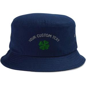 imageCustom Bucket Outdoor Apparel Hat 4 Leaf Clover Irish Ireland St Patricks Hats for Men ampamp Women CottonNavy Personalized Text Here