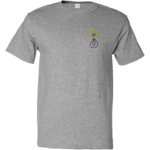 imageFunny Graphic T Shirts for Men Electrician Light Bulb Logo 2 Cotton TopOxford Gray