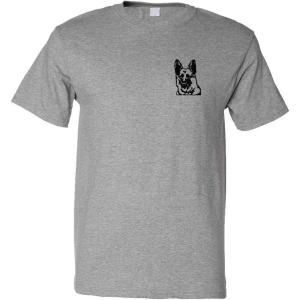 imageFunny Graphic T Shirts for Men German Shepherd Face Silhouette Cotton TopOxford Gray