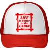 imageTrucker Hat Life is Better at The Cabin Polyester Baseball Mesh Cap Snaps RedRed One Size