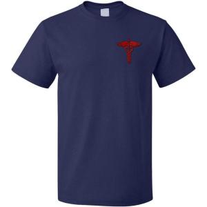 imageFunny Graphic T Shirts for Men Red Medical Caduceus Symbol Cotton TopNavy