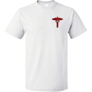 imageFunny Graphic T Shirts for Men Red Medical Caduceus Symbol Cotton TopWhite