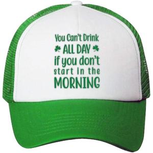 imageTrucker Hat Cant Drink All Day Funny St Patricks Shamrock Clover PolyesterKelly Green