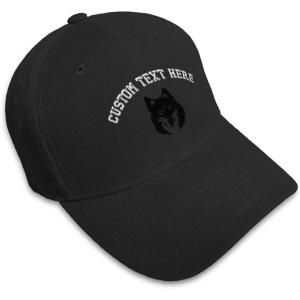imageCustom Baseball Cap Mean Wolf Face Black Embroidery Dad Hats for Men ampamp WomenBlack Personalized Text Here