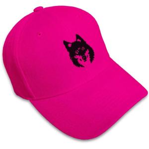 imageCustom Baseball Cap Mean Wolf Face Black Embroidery Dad Hats for Men ampamp WomenHot Pink Design Only