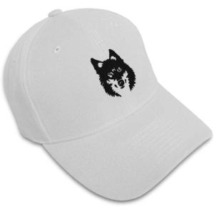 imageCustom Baseball Cap Mean Wolf Face Black Embroidery Dad Hats for Men ampamp WomenWhite Design Only