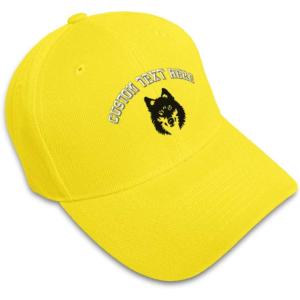 imageCustom Baseball Cap Mean Wolf Face Black Embroidery Dad Hats for Men ampamp WomenYellow Personalized Text Here