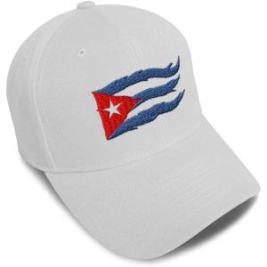 imageSpeedy Pros Baseball Cap Cuba Cuban Flag Flame Embroidery Flags Acrylic Automitive Dad Hats for Men ampamp Women White Design Only