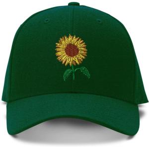 imageCustom Baseball Cap Sunflower A Embroidery Acrylic Dad Hats for Men ampamp WomenForest Green Design Only