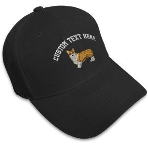 imageCustom Baseball Cap Pembroke Welsh Corgi Dog B Embroidery Dogs AcrylicBlack Personalized Text Here