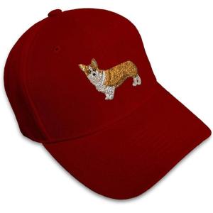 imageCustom Baseball Cap Pembroke Welsh Corgi Dog B Embroidery Dogs AcrylicBurgundy Design Only