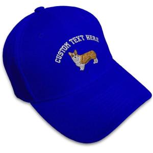 imageCustom Baseball Cap Pembroke Welsh Corgi Dog B Embroidery Dogs AcrylicRoyal Blue Personalized Text Here
